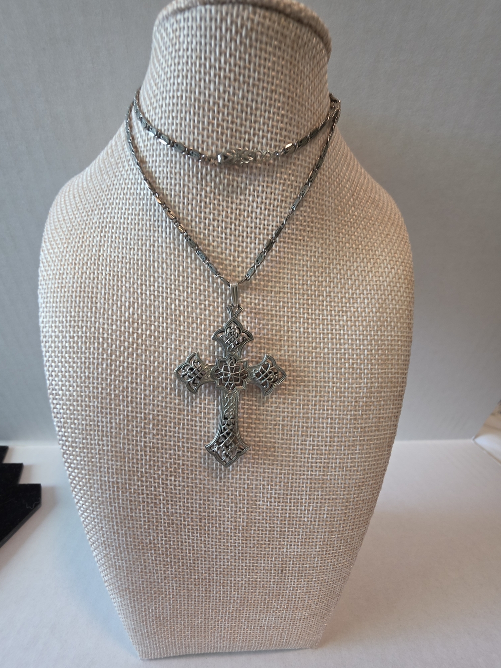 Silver Filigree Cross Pendant Necklace - Women Jewelry